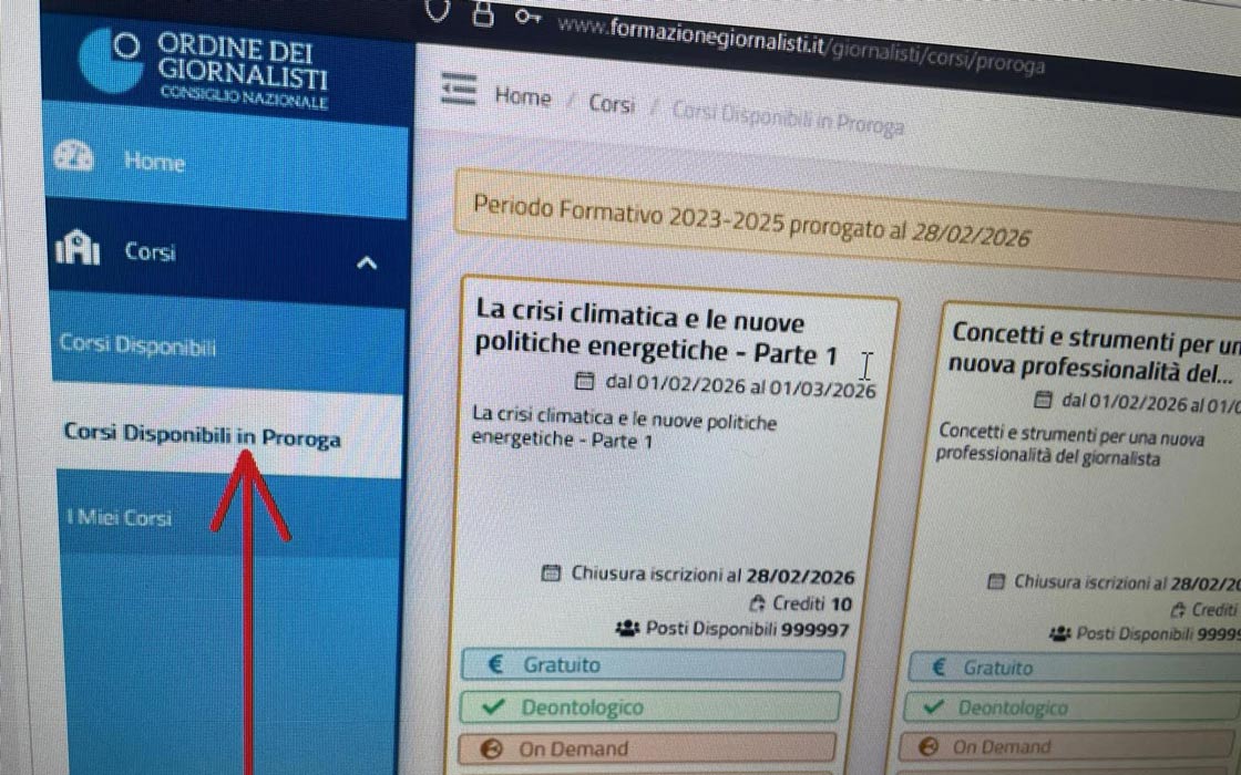Corsi disponibili in proroga